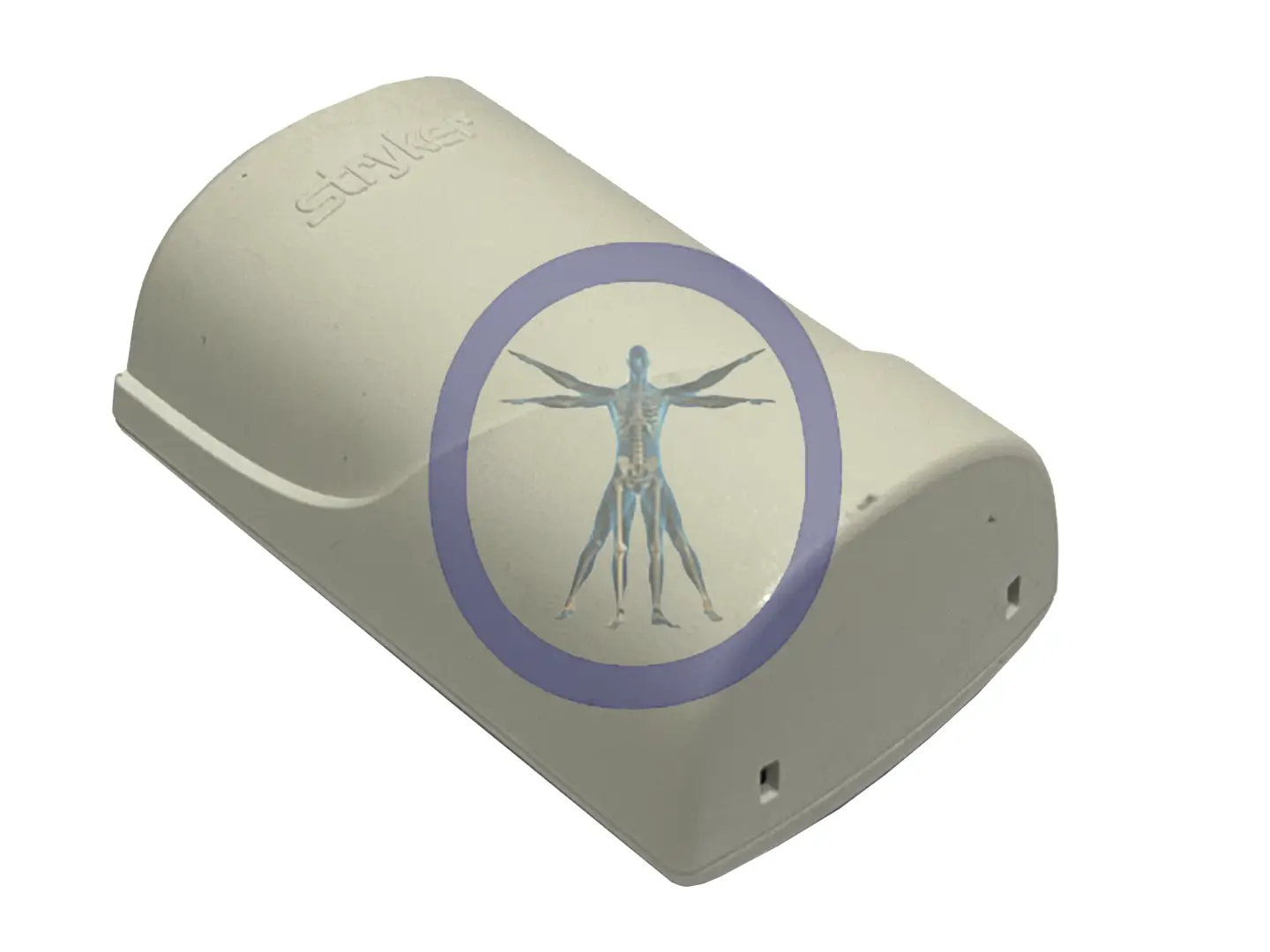 An inhaler with a graphic of the human respiratory system on its surface.