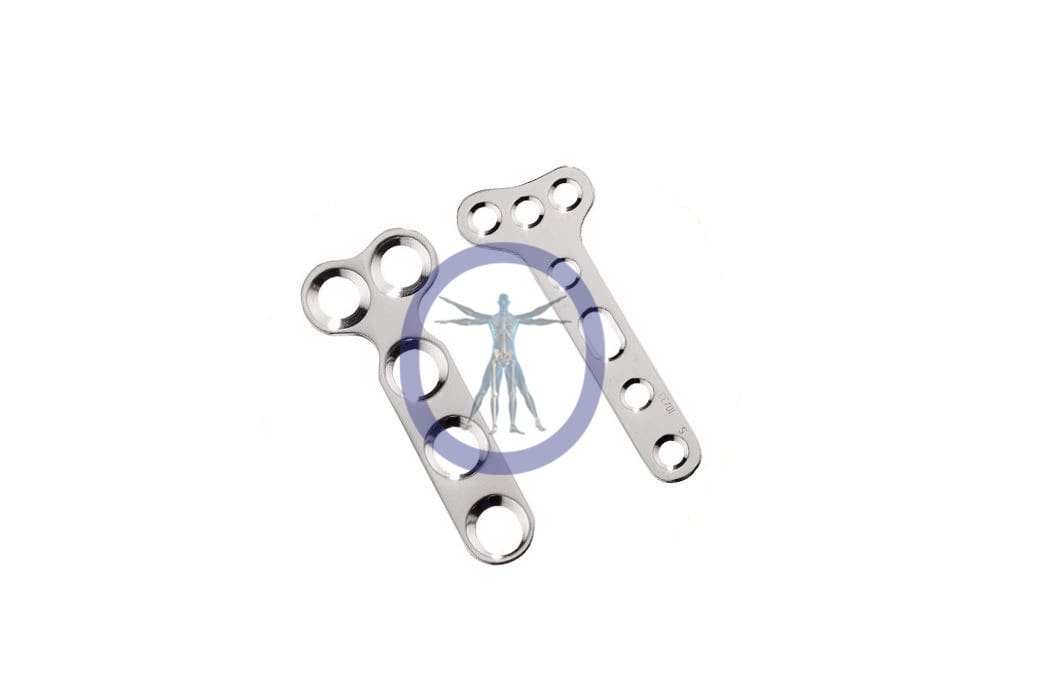 Two stainless steel bone plates.