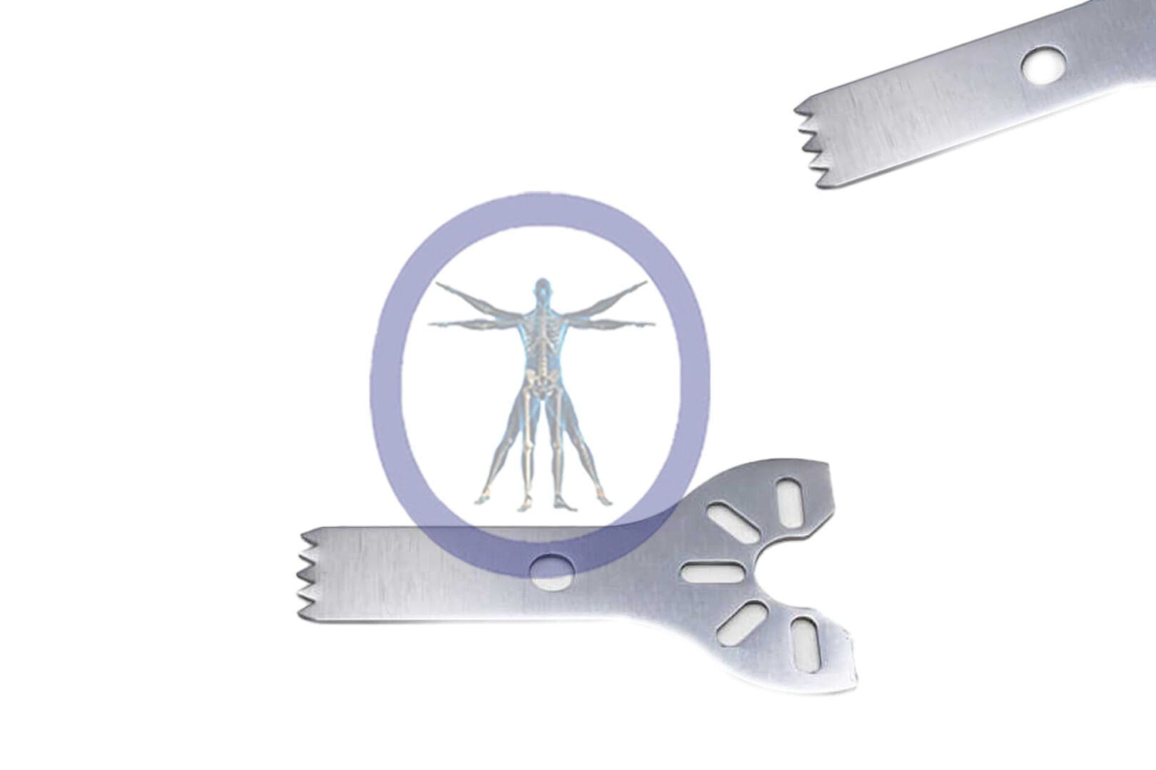 Two metal surgical instruments.