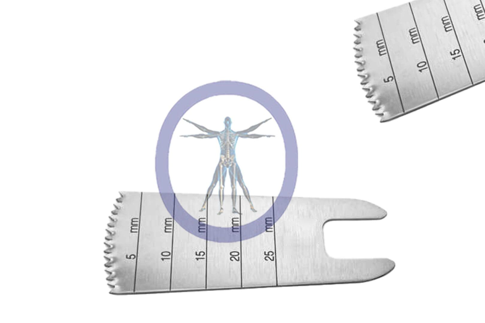 Surgical tool with markings in millimeters.
