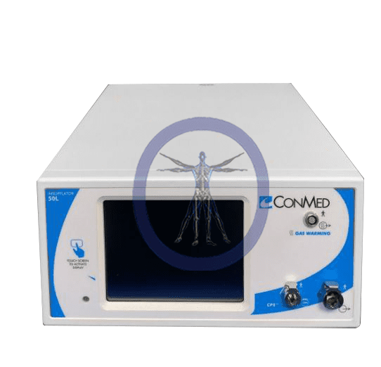 White medical device with screen and buttons.