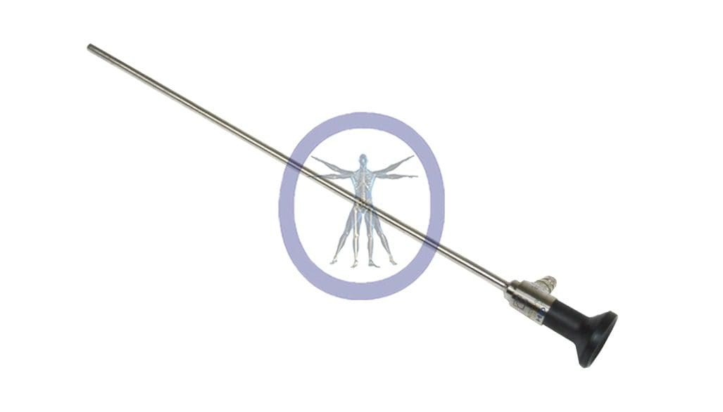 Vintage Conmed-HD5501 5.5 mm 0º HD Autoclavable Laparoscope with a winged figure emblem isolated on a white background.