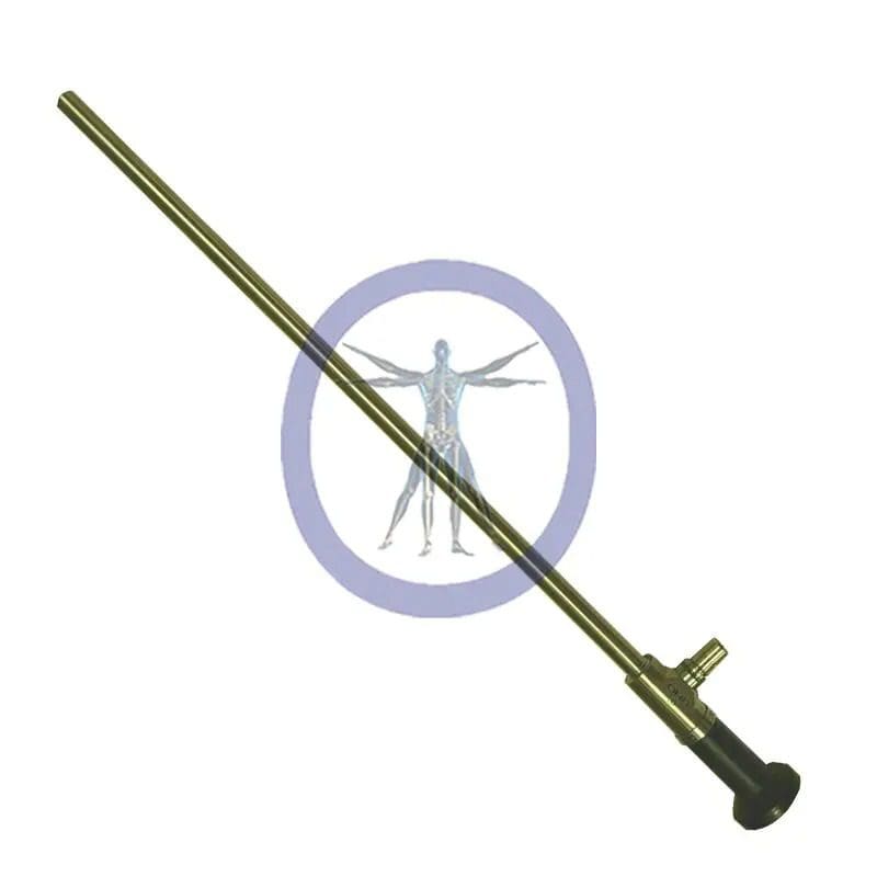 A Conmed-UHD1000 10.0 mm 0º Ultra HD Autoclavable Laparoscope with a brass fitting and a rubber end, displayed diagonally against a white background with a blue and white human-figure symbol in a circle.