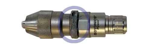 Metal drill Smith & Nephew/Dyonics Power 7205795 1/4″ Keyless Jacobs Chuck Attachment with a textured grip, isolated on a white background.