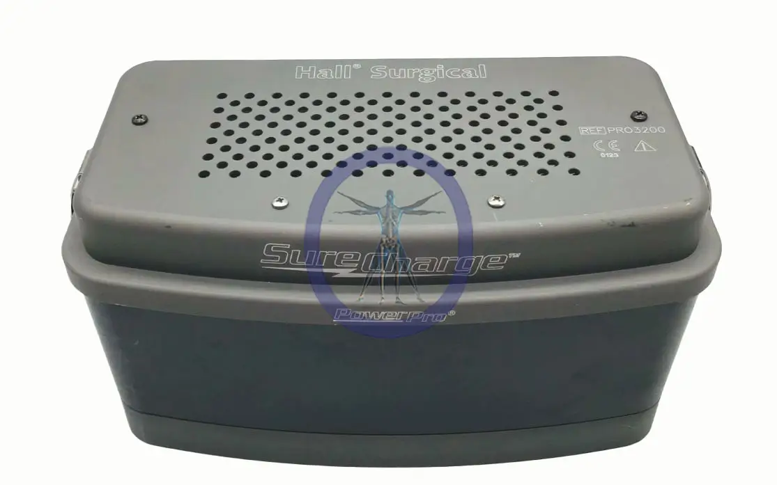A gray Hall PRO3200 Power Pro Sure Charge Sterilization Case with a logo featuring an abstract human figure.