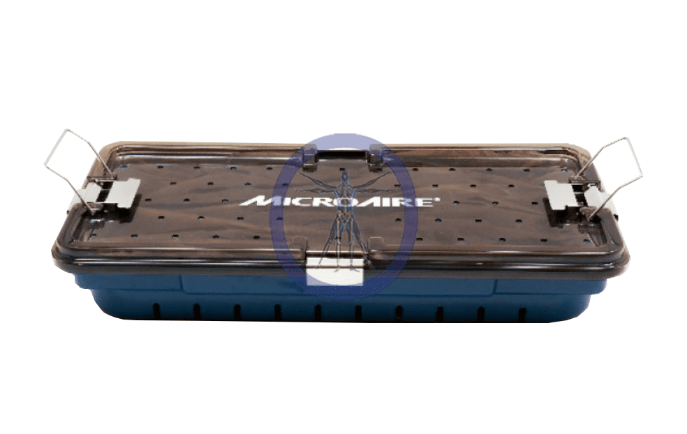 Micromire blue plastic storage container.