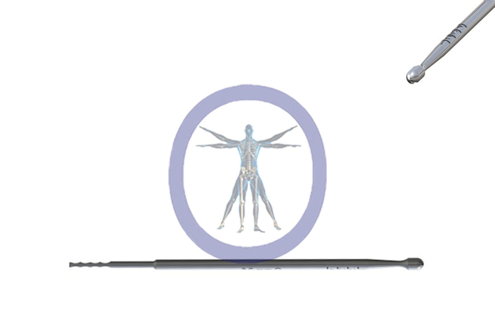 Ball-tipped probe touching a human figure.