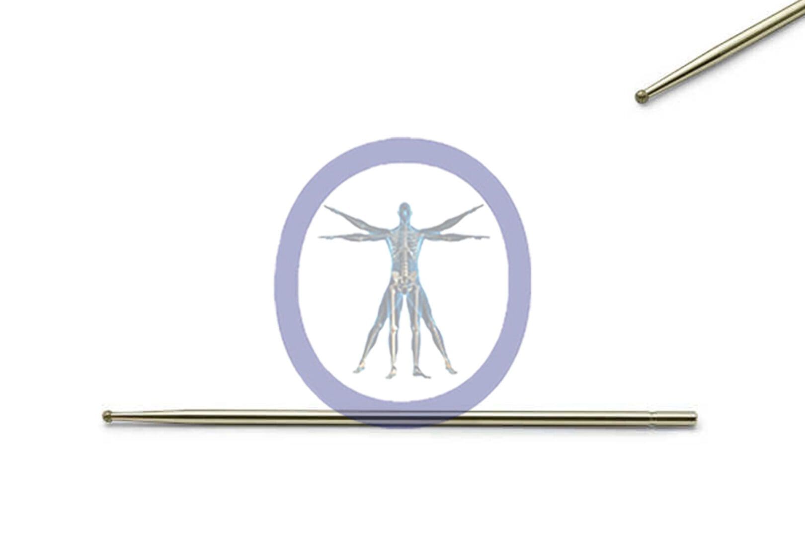 Illustration of a Round Bur 1.0 MM Diamond Extra Long within a purple circle, centered above a horizontal silver line, with a stylus pen positioned to the right.