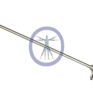 Sentence with product name: A Storz-26003BEA 10.0 mm 30º Hopkins II Autoclavable with a slender, metallic probe and a handle, featuring a mosquito graphic within a purple circle on a white background.