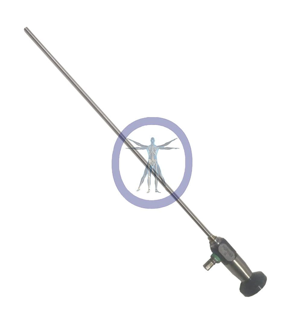 Telescopic antenna with an adjustable base, marked by a "Storz-26006A 5.0 mm 0º Hopkins Autoclavable Laparoscope" symbol in the center, against a white background.