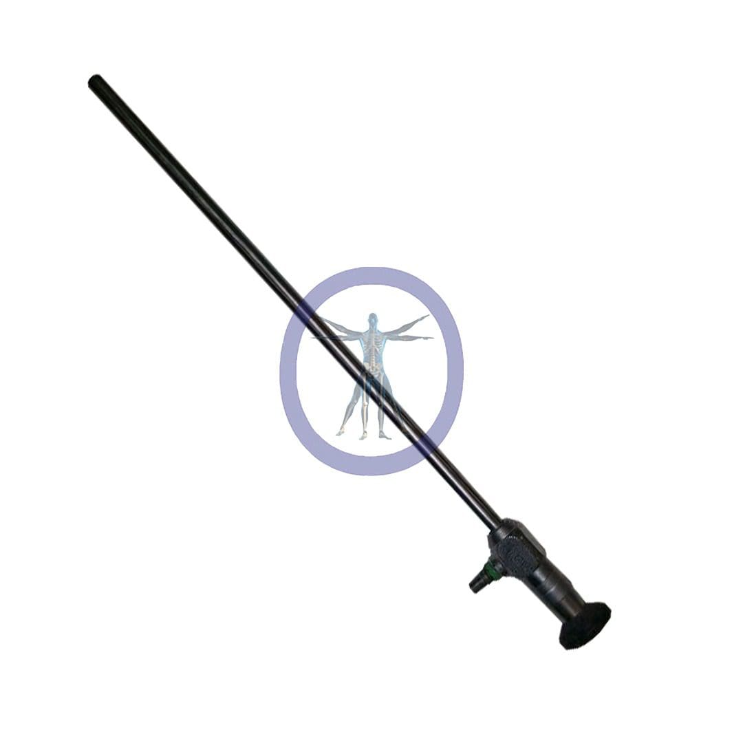 Black Storz-26033AR 10.0 mm 0° Hopkins Autoclavable Laparoscope with a textured handle and wrist strap, isolated on a white background.