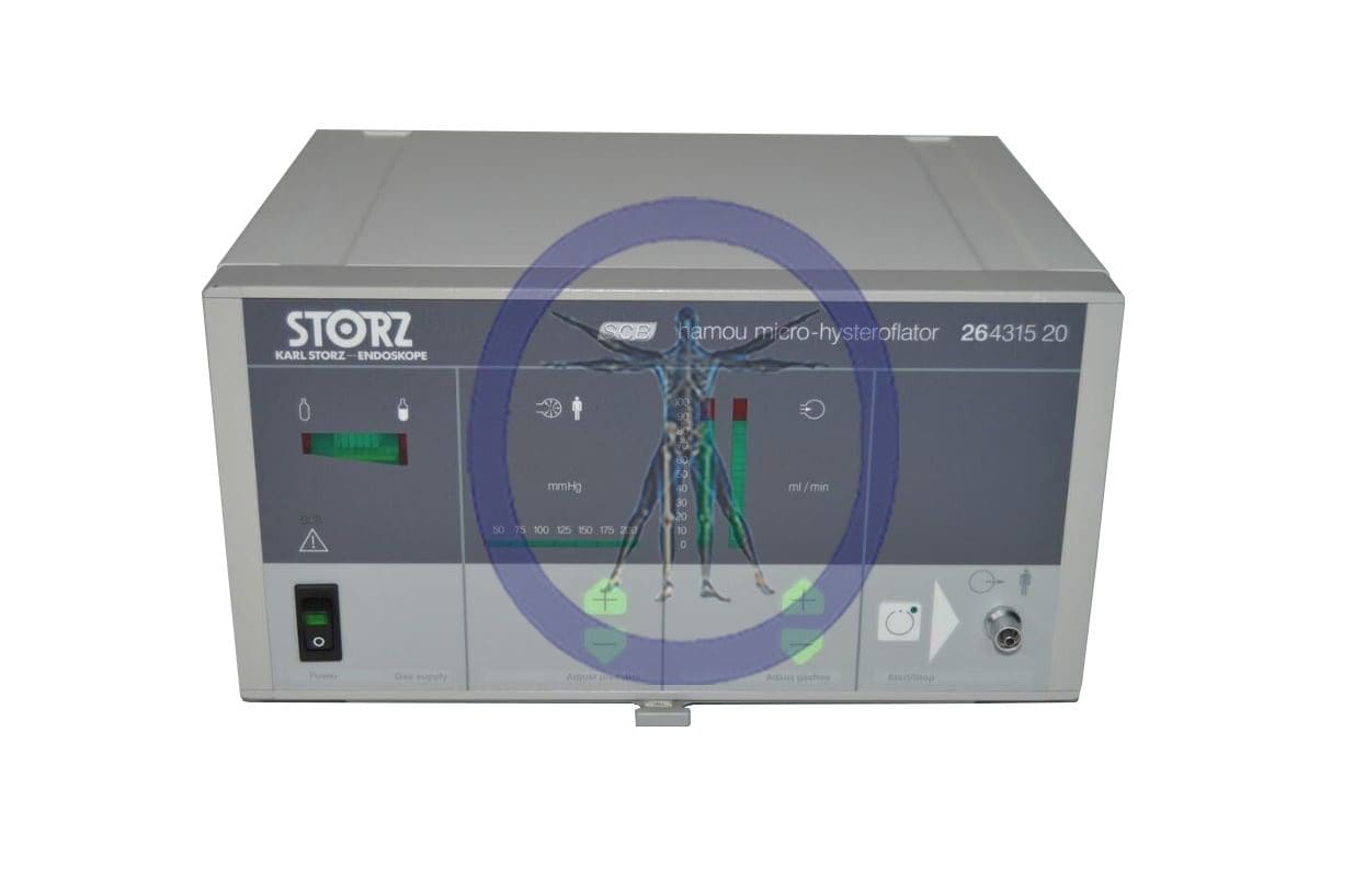 A KarlStorz 26431520 Laparoscopic Hamou Micro-Hysteroflator device with digital display and control buttons on a white background.