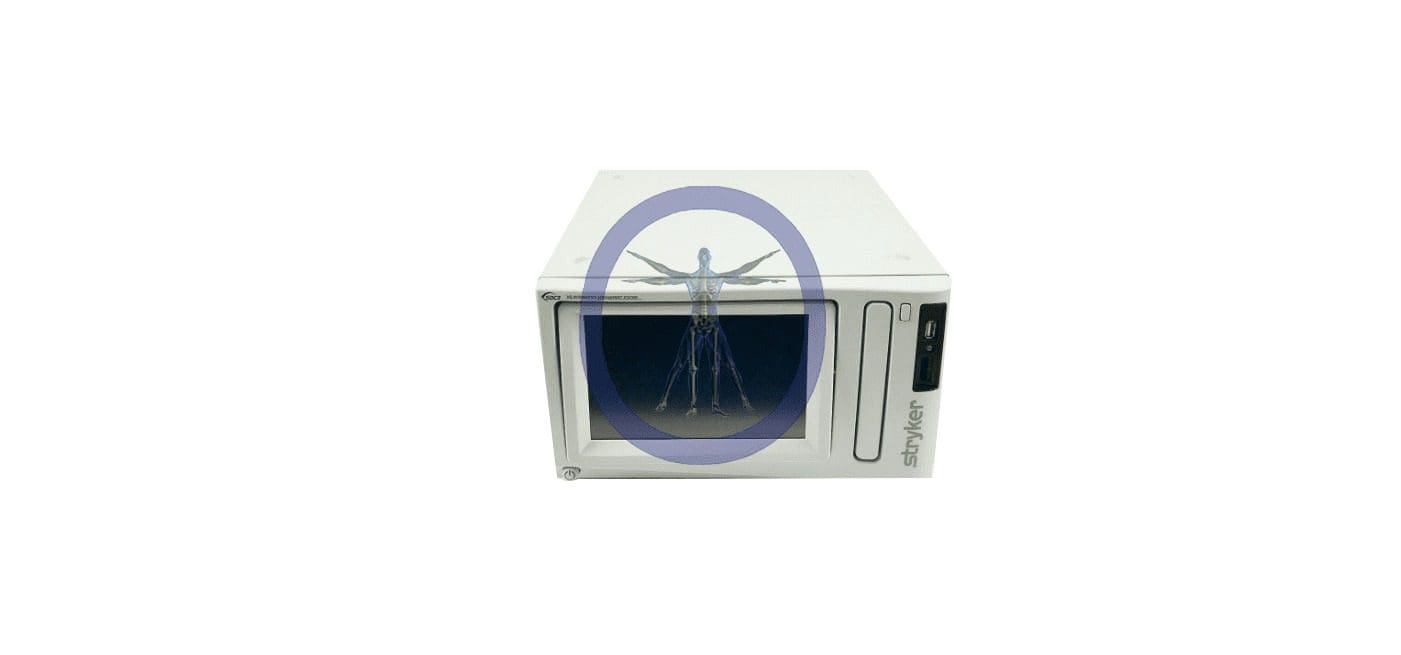 A white Stryker SDC3 240-060-100 HD Image Management System with a purple dragonfly design on the door, isolated on a white background.