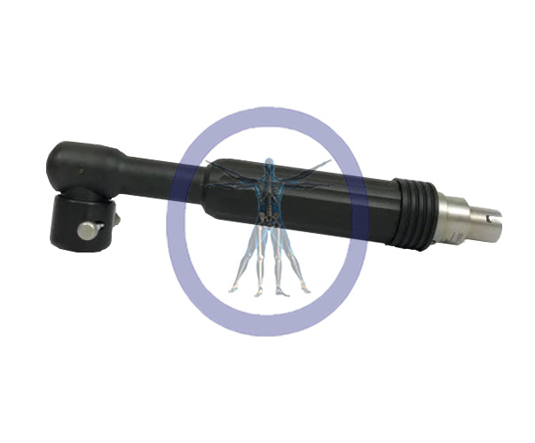Automotive ignition coil with a Stryker 4100-355 Radiolucent Right Angle Drive Attachment, isolated on a white background.