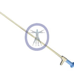 A Stryker-502-210-045 10 mm, 45° Ideal Eyes Autoclavable Bariatric Laparoscope (45 cm) with a circular emblem featuring leonardo da vinci's vitruvian man at the center of the blade.